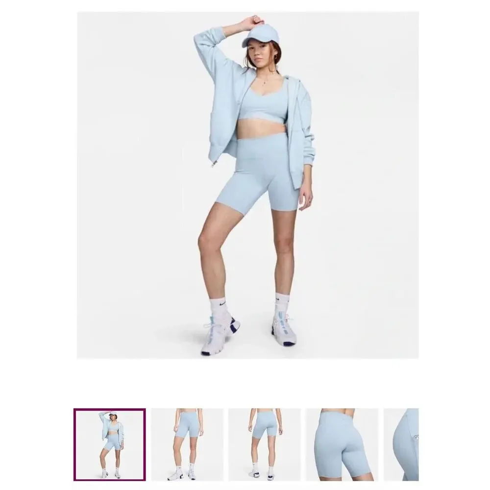 NWT Nike One Dri-FIT High Waist 8" Biker Shorts Blue FZ6758-440 Women's Size XS - Picture 16 of 16